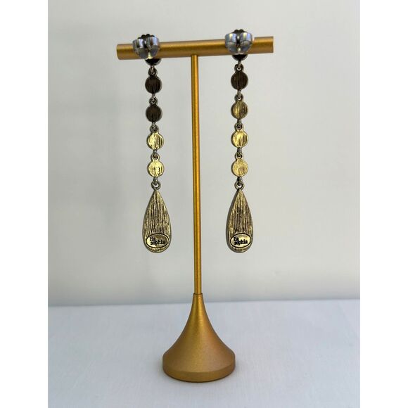 Retired Vintage Lia Sophia "Oceane" Lapis & Cut Crystal Dangle Earrings - Picture 2 of 5